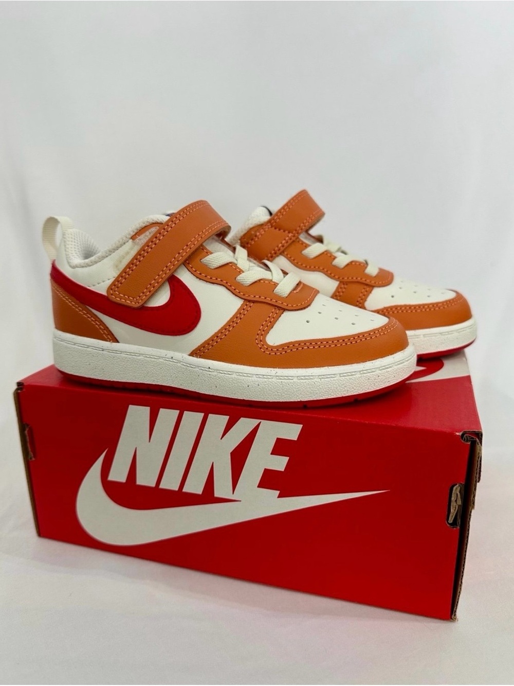 Nike Court Borough Low 2 TDV Toddler Sneakers 9C(T) – Sail Red-Hot Curry